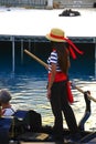 Unidentified people take gondola ride at Venetian Resort hotel and casino Royalty Free Stock Photo