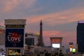 Las Vegas - Panoramic view of skyline of the Las Vegas strip Boulevard during twilight Royalty Free Stock Photo