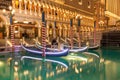 Las vegas river gondolas at night