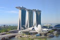 Marina Bay Sands Hotel, Singapore. Aerial view of Marina Sands luxury Hotel and ArtSience Museum