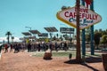 Las Vegas Sign Behind The Scene . Las Vegas , Nevada , USA 10/22/2018 Royalty Free Stock Photo