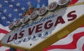 Las Vegas sign and USA flag Royalty Free Stock Photo