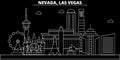 Las Vegas silhouette skyline. USA - Las Vegas vector city, american linear architecture, buildings. Las Vegas travel Royalty Free Stock Photo