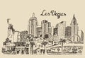 Las Vegas skyline engraved vector illustration Royalty Free Stock Photo