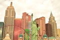 Las Vegas skyline with green Statue of Liberty