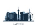 Las Vegas skyline, monochrome silhouette. Royalty Free Stock Photo