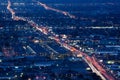 Las Vegas skyline at sunset - The Strip - Aerial view of Las Vegas Boulevard Nevada Royalty Free Stock Photo