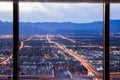 Las Vegas skyline at sunset - The Strip - Aerial view of Las Vegas Boulevard Nevada Royalty Free Stock Photo
