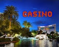 Casino Las Vegas Strip Sign Night Attractions Royalty Free Stock Photo