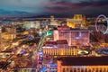 Las Vegas strip at night with cloudy sky sunset Royalty Free Stock Photo