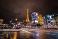 Las Vegas Strip and Paris Hotel Casino at night - Las Vegas, Nevada, USA Royalty Free Stock Photo
