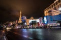 Las Vegas Strip and Paris Hotel Casino at night - Las Vegas, Nevada, USA Royalty Free Stock Photo