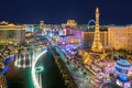 Las Vegas strip skyline as seen at night