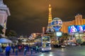 Las Vegas Strip Traffic and Paris Hotel & Casino by Night