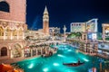 Las Vegas Strip with The Venetian Resort Hotel illuminated at night, Nevada, USA Royalty Free Stock Photo