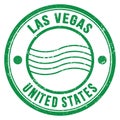 LAS VEGAS - UNITED STATES, words written on green postal stamp