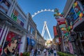 Las Vegas, US - April 27, 2018: Tourtists visting the LInq promenade and High roller in Las Vegas as seen on a sunny day Royalty Free Stock Photo