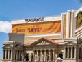Mirage hotel with billboards promoting Beatles Love production by Cirque Du Soleil