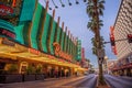 Fremont Street with many neon lights and tourists in Las Vegas Royalty Free Stock Photo