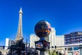 Las Vegas, USA January 18, 2023: The Eiffel Tower and hot air balloon of the Paris Las Vegas Strip hotel, casino and resort. Royalty Free Stock Photo