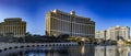 Las Vegas, USA January 18, 2023: Panoramic photograph of the lake at the Bellagio hotel and casino, with Caesars Palace.