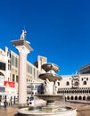 LAS VEGAS, USA - JANUARY 31, 2018: View of the sculptures and the fountain of the hotel Venice. Vertical. Isolated on blue Royalty Free Stock Photo