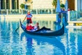 Venice Theme Venetian with Gondola on water and Caesars Casino Hotel, July 17, 2008 in Las Vegas, Nevada Royalty Free Stock Photo