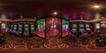 LAS VEGAS, USA - MAY, 2017: full seamless hdri panorama 360 degrees view in interior elite luxury vip casino with rows of slot