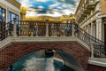 Las Vegas USA November 16, 2023: Grand Venetian Canal Bridge with gondolas at The Venetian hotel on the Las Vegas Strip.