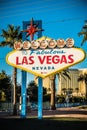 Las Vegas welcome Sign with Vegas Strip in background