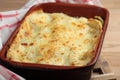 Lasagna in a baking dish