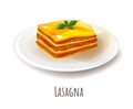 Lasagna, dish with meat sauce and melted cheese