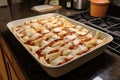 lasagna dish prepped and ready for the oven