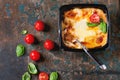 Lasagna in plastic box Royalty Free Stock Photo