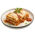 Lasagna in a Plate Isolated on White Background Royalty Free Stock Photo