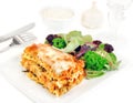 Lasagna on a Plate with Salad