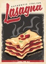 Lasagna retro promo poster design template