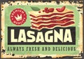 Lasagna retro tin sign advertisement