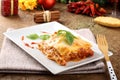 Lasagna with tomato and bechamel sauce