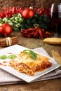 Lasagna with tomato and bechamel sauce