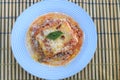 lasagna white and bolognese sauce with parmesan cheese, pasta, tomato, basil, herbs, delicious food from Italian and French