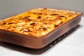 Lasagne alla Bolognese with Ragu Served Family Style Royalty Free Stock Photo