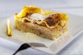 lasagne with salmon, bechamel and parmesan cheese Royalty Free Stock Photo