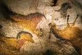 Lascaux, France - August 6, 2121: Prehistoric depictions in Lascaux caves