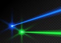 Laser beam blue green light. Vector laser beam line ray glow effect energy Royalty Free Stock Photo