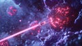 Laser beam targeting glowing cell structure Royalty Free Stock Photo