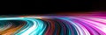 Laser Beams Curve Dynamically in Dark Space Showcasing Speed and Data Flow Royalty Free Stock Photo
