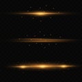 Laser beams, horizontal light rays. Beautiful light flares. Glowing streaks on dark background Royalty Free Stock Photo