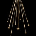 Laser beams with stars and sparks, golden color