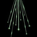 Laser beams with stars and sparks, green color